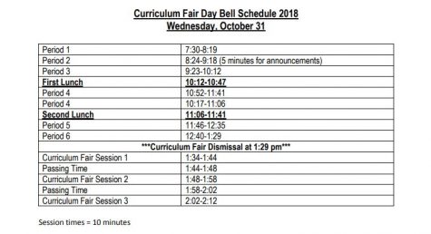October 31st Curriculum Fair Schedule