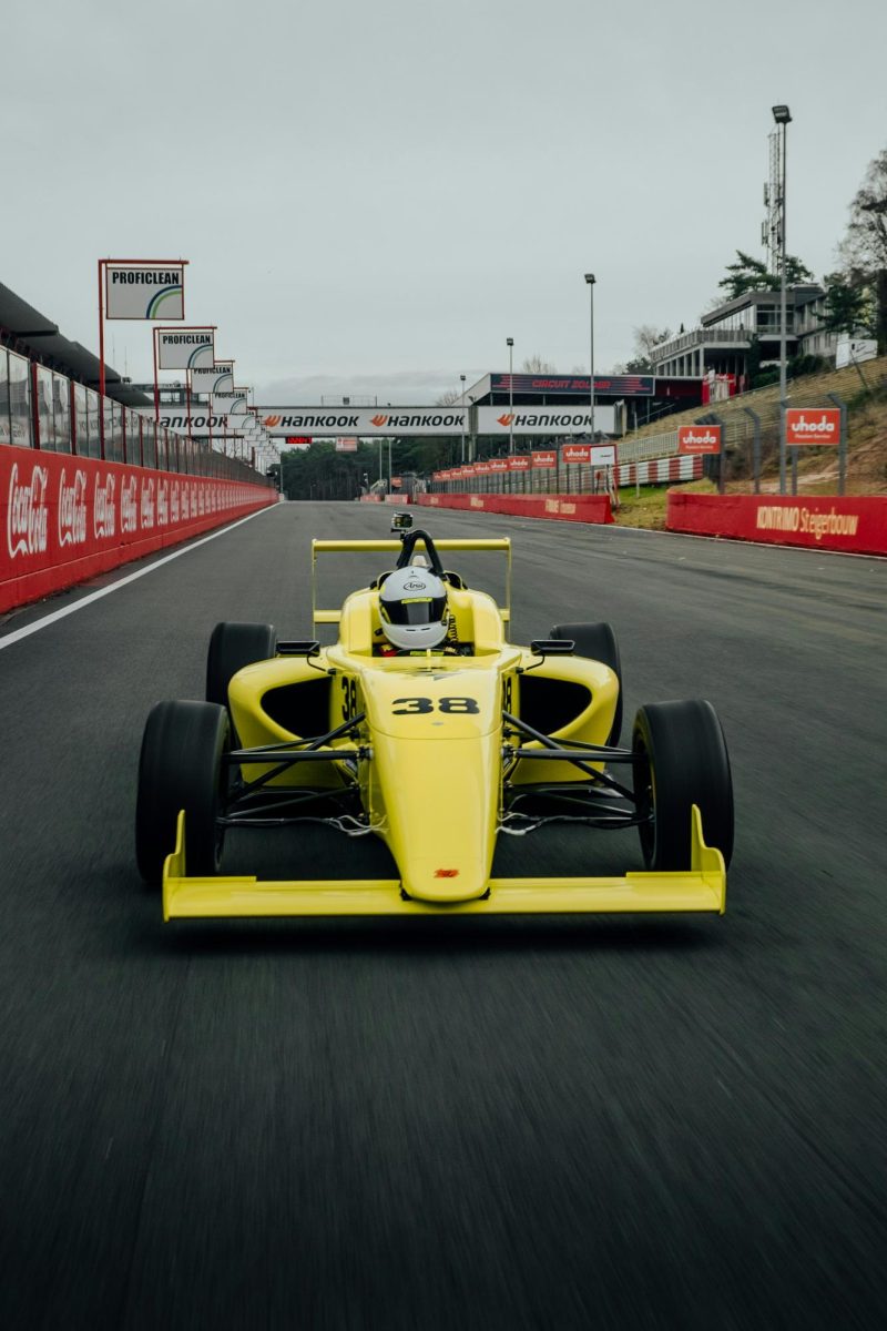 Yellow Formula 1 car racing