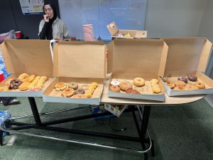 boxes of doughnuts on a table