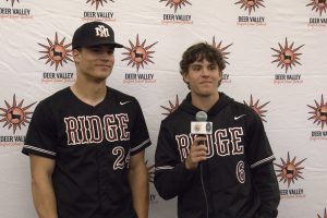 baseball players with microphone