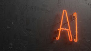 Neon sign spelling AI